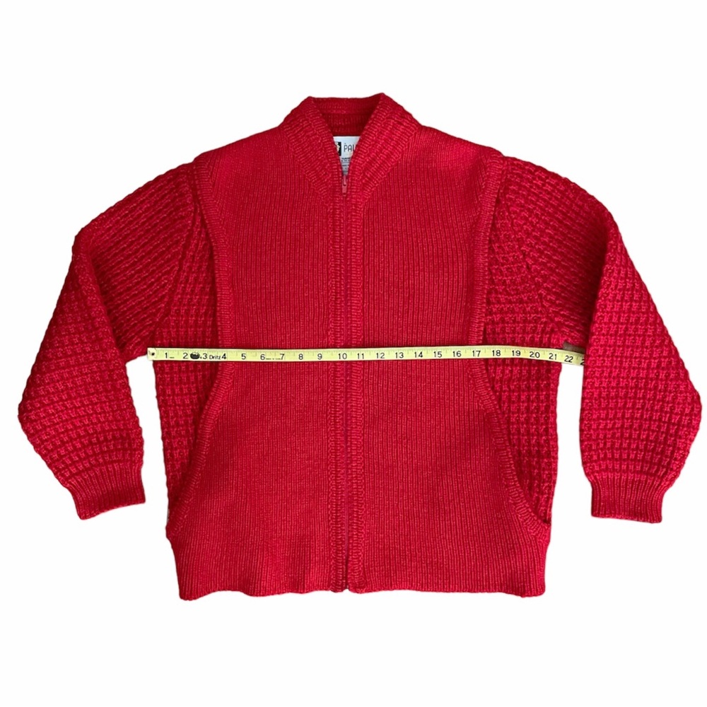Vintage Pallas Irish Wool Cardigan Sweater Red Medium EUC - Picture 12 of 17